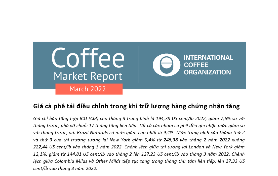 Báo cáo thị trường cà phê tháng 3 năm 2022 ICO